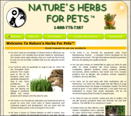 Website Design for Nature's Herbs For Pets